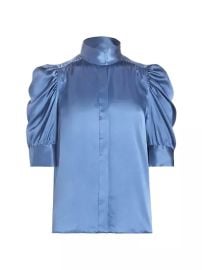 Shop Frame Gillian Ruched Silk Top at Saks Fifth Avenue